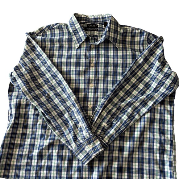Lauren Ralph Lauren Men's Blue and Green Plaid Button Up Shirt Size 2XL - Picture 4 of 7